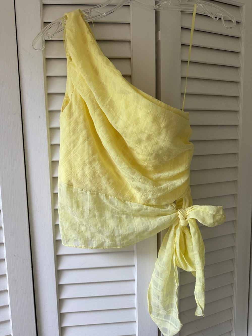 Amanda Uprichard Yellow One-Shoulder Tie-Waist Top